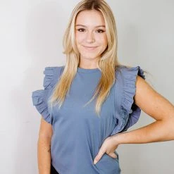 2.7 August Apparel Tops Keaton Ruffle Sleeve Top