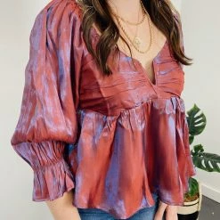 Entro Tops Lights Up Iridescent Babydoll Top