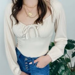 Le Lis Tops Sweetheart Long Sleeve Bodysuit