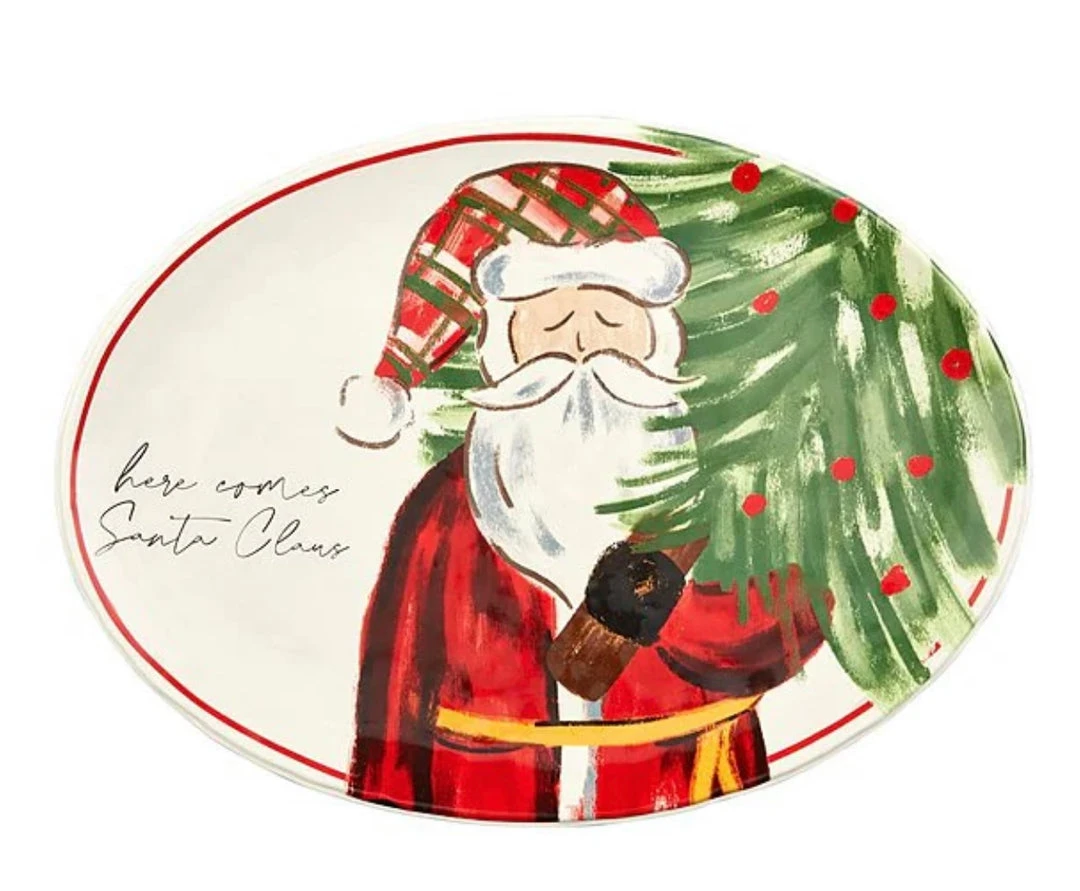 Mudpie Here Comes Santa Platter - Festive Lifestyle Decor for Holidays 3 Mudpie Here Comes Santa Platter Lifestyle