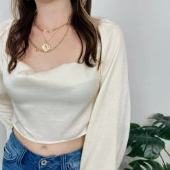 Le Lis Tops Stella Satin Open Back Crop Top