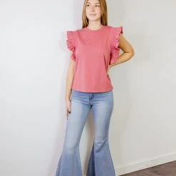 2.7 August Apparel Tops Keaton Ruffle Sleeve Top