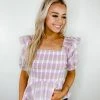 Entro Tops Magnolia Gingham Peplum Top - Stylish Women's Blouse for Casual & Office Wear 1 Entro Tops Magnolia Gingham Peplum Top