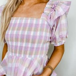 Entro Tops Magnolia Gingham Peplum Top