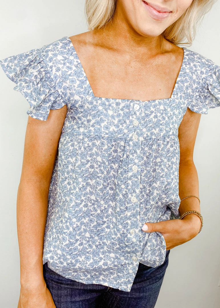 Entro Melody Floral Ruffle Sleeve Top - Stylish Women's Blouse for Casual & Party Wear 5 Entro Melody Floral Ruffle Sleeve Top