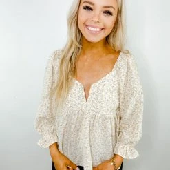 Entro Violet Floral Babydoll Top