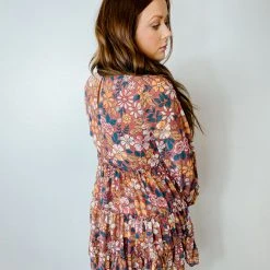 Peach Love Groove Floral Ruffle Dress Dresses