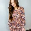 Peach Love Groove Floral Ruffle Dress Dresses