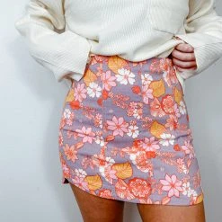 Peach Love Bottoms Carly Floral Print Mini Skirt