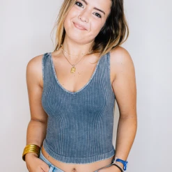NikiBiki Vintage Wash V Neck Crop Top