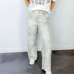 Le Lis Glendale Printed Wide Leg Pants Bottoms