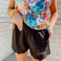 Umgee Linen Scallop Hem Shorts Bottoms