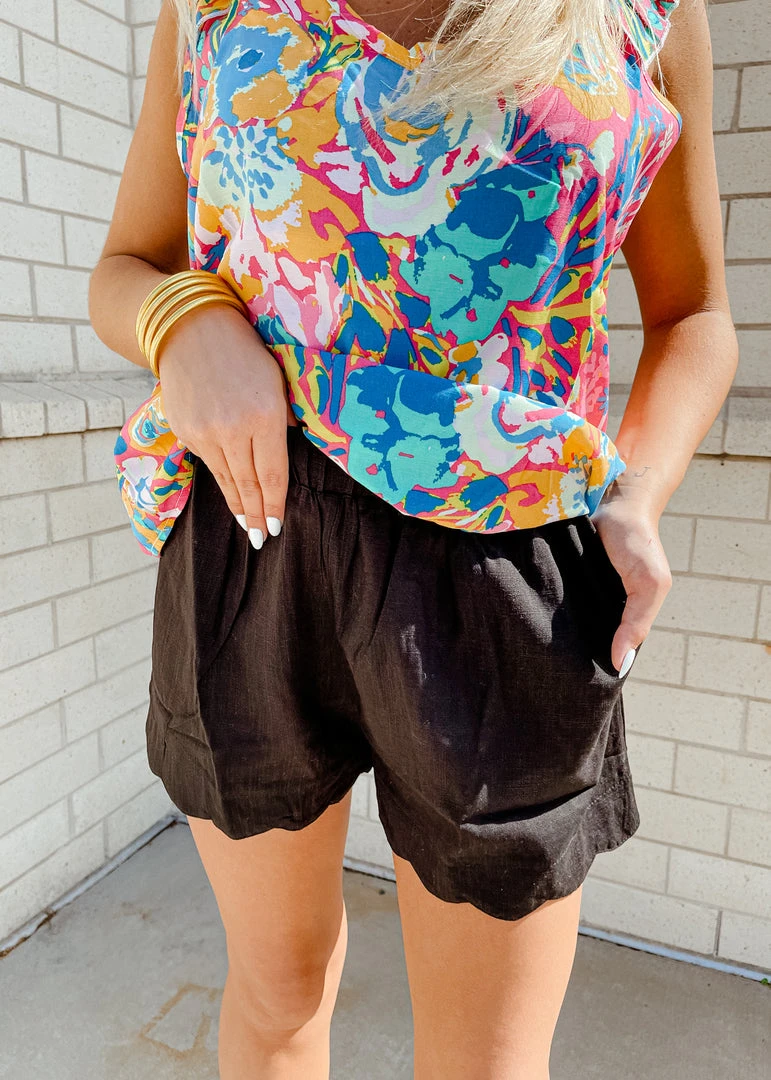 Umgee Linen Scallop Hem Shorts - Comfortable & Stylish Women's Bottoms 4 Umgee Linen Scallop Hem Shorts Bottoms