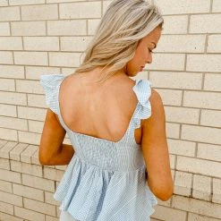 Peach Love Priscilla Front Tie Peplum Top