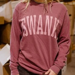 The Swank Company Long Sleeve Varsity Swank Tee Tops