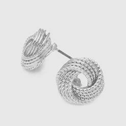 TRENDY Wholesale Textured Brass Geometric Rope Love Knot Stud Earrings
